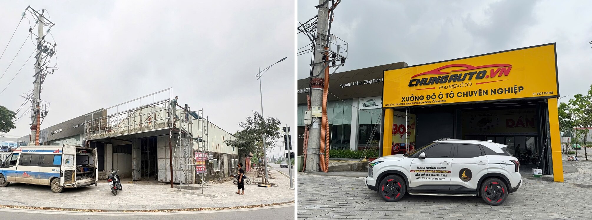 Mạnh Cường Group thi công làm biển quảng cáo cho gara ô tô tại Nình Bình 