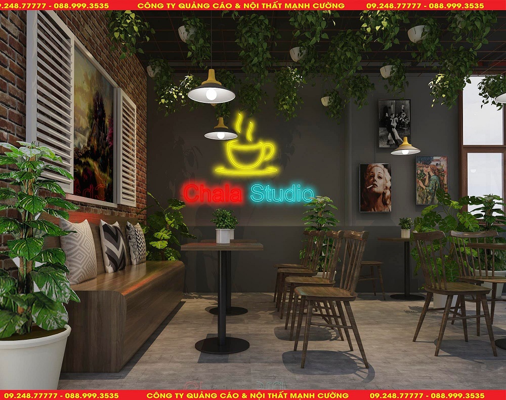 Biển LED quảng cáo cafe nổi bật ban đêm